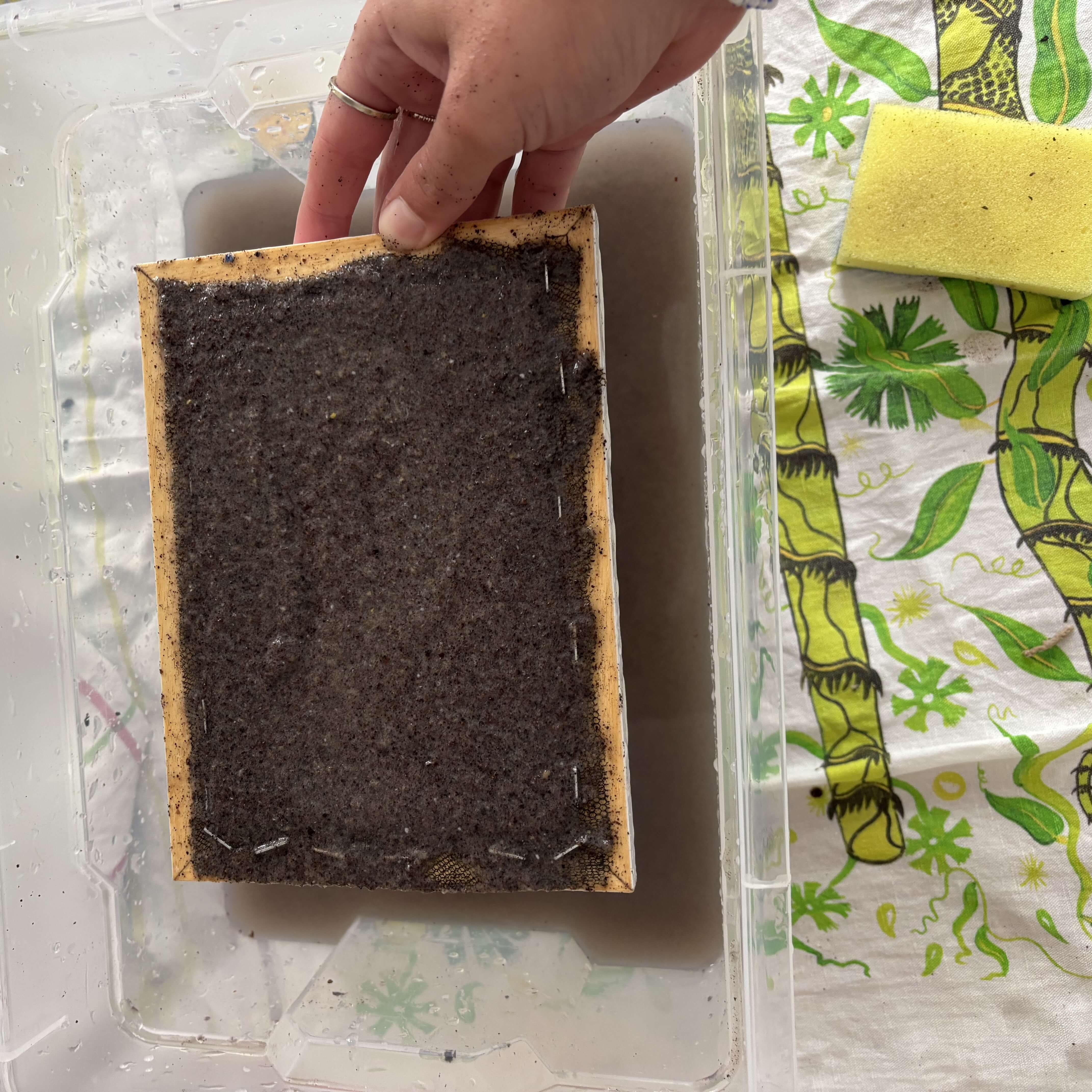 Papierentwicklungsprozess mit Weintrester, Schritt 3