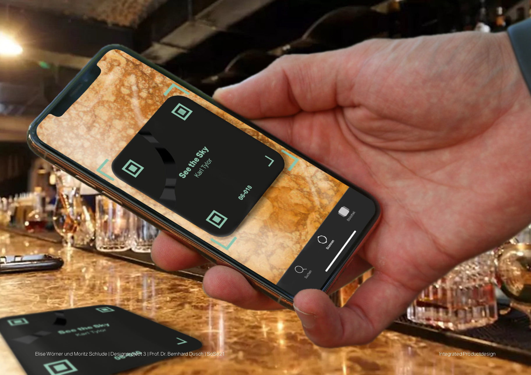 Scanning the coaster in the bar setting