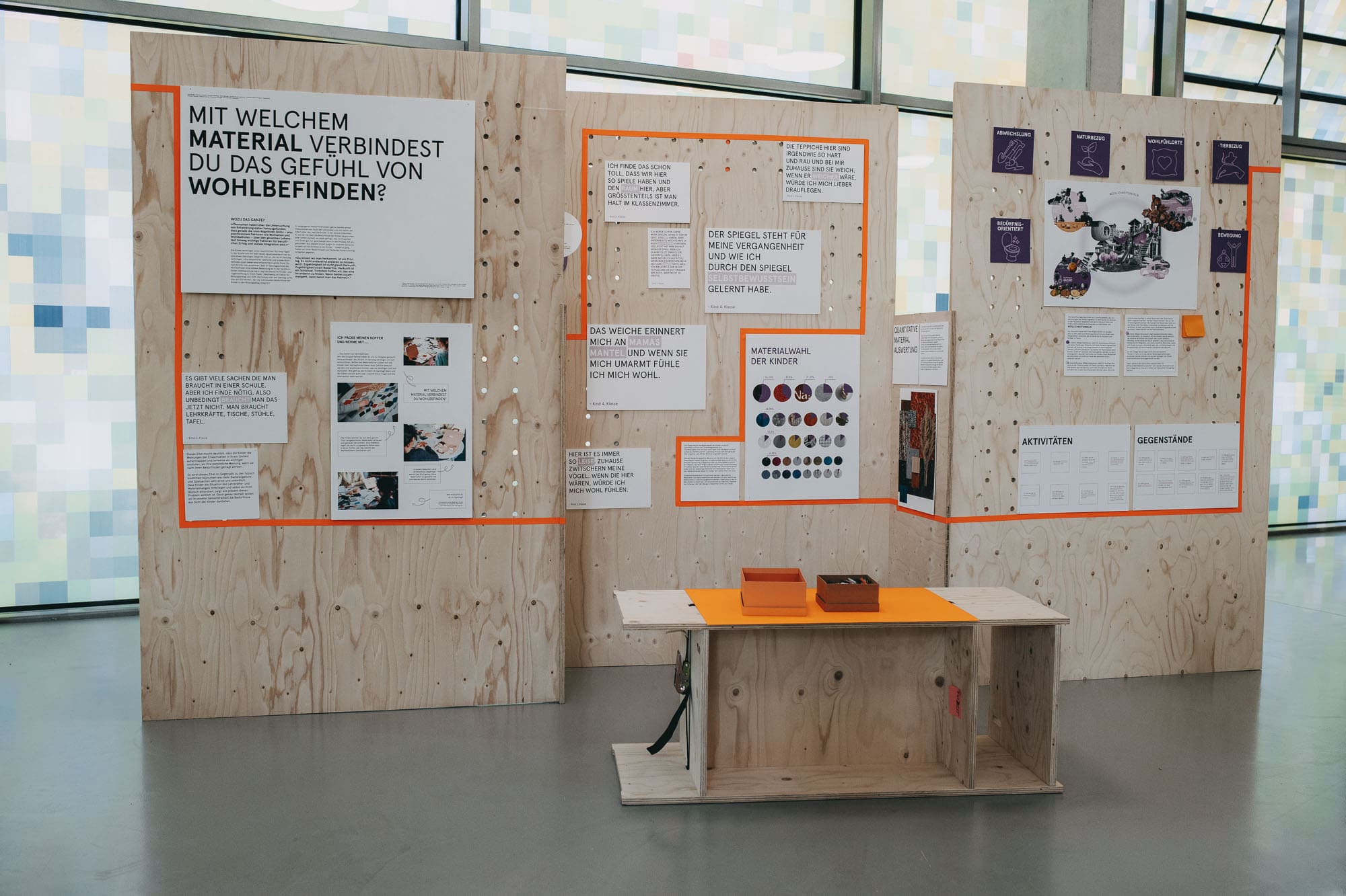 School exhibition setup in a hall
