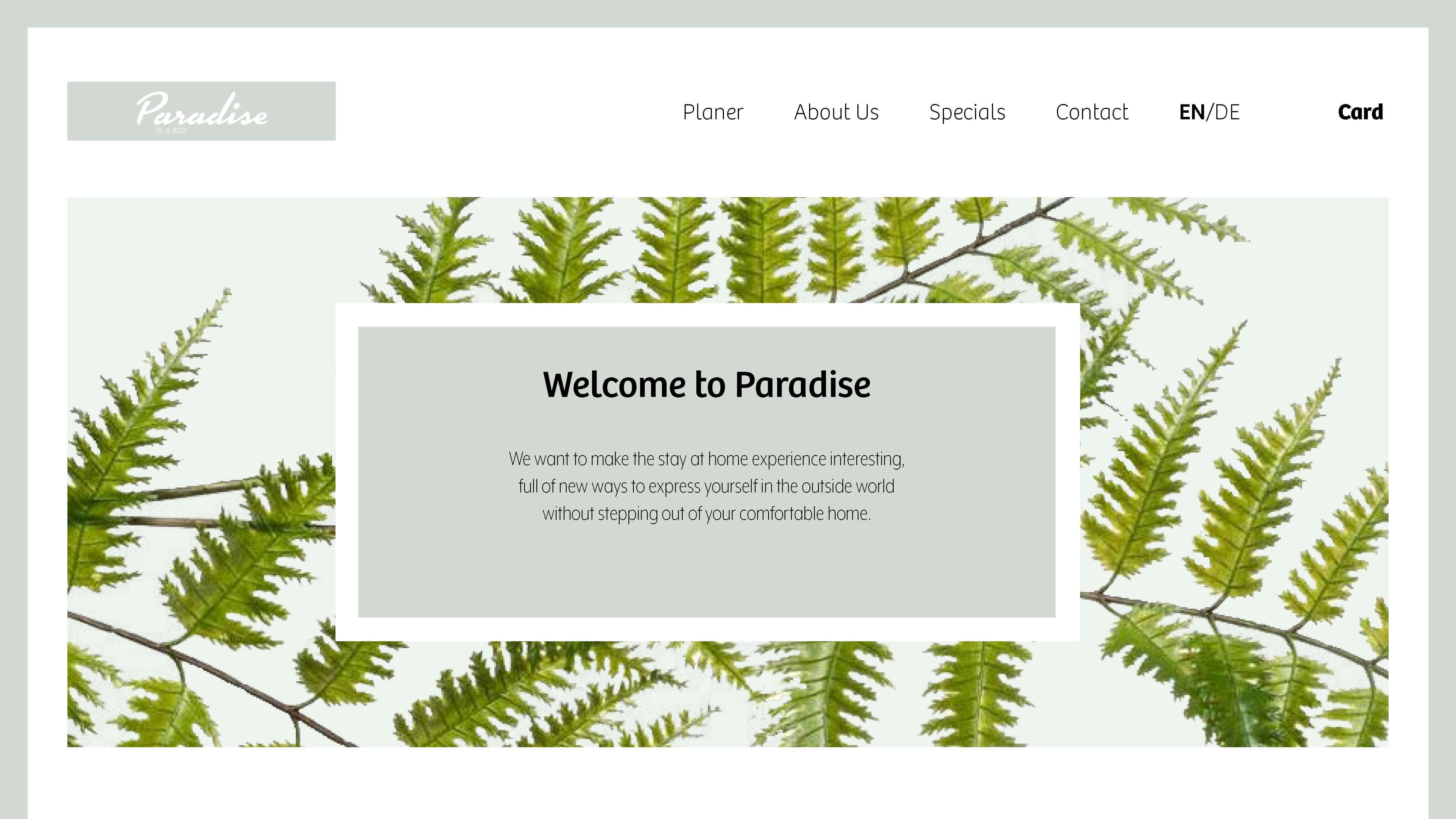 Paradise in a Box website overview