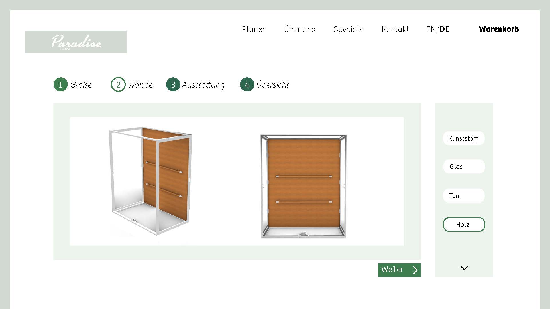 Paradise in a Box web planner screen two