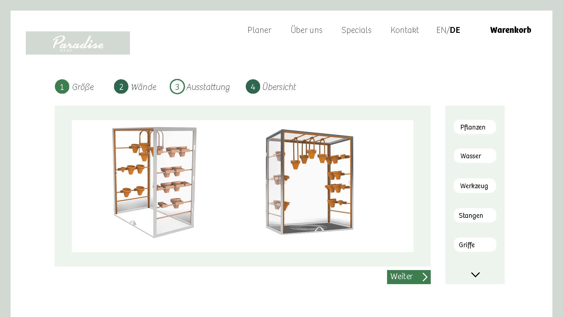 Paradise in a Box web planner screen three