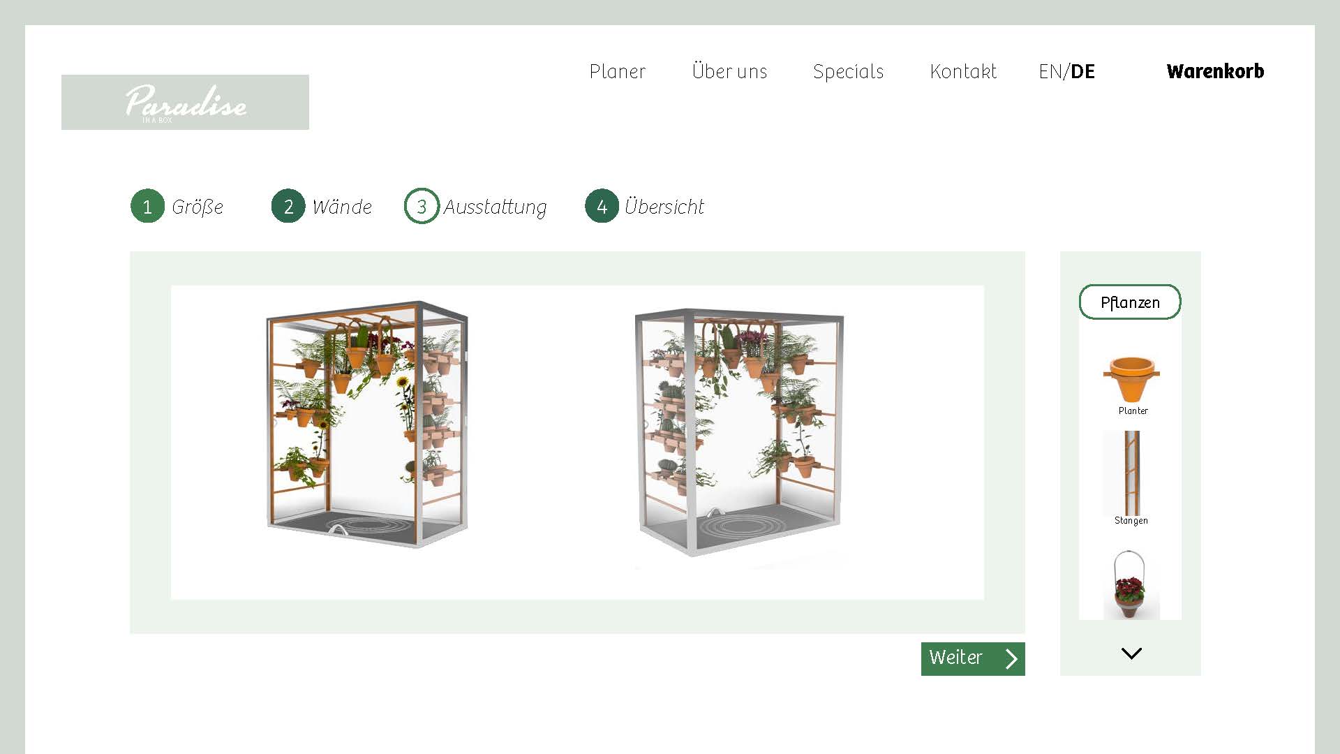 Paradise in a Box web planner screen four