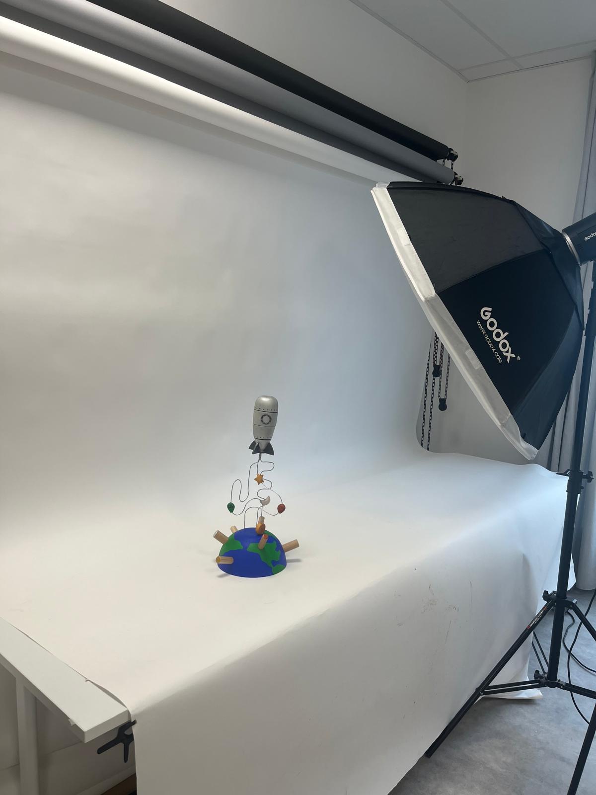 Rocky Rocket toy prototype standing upright