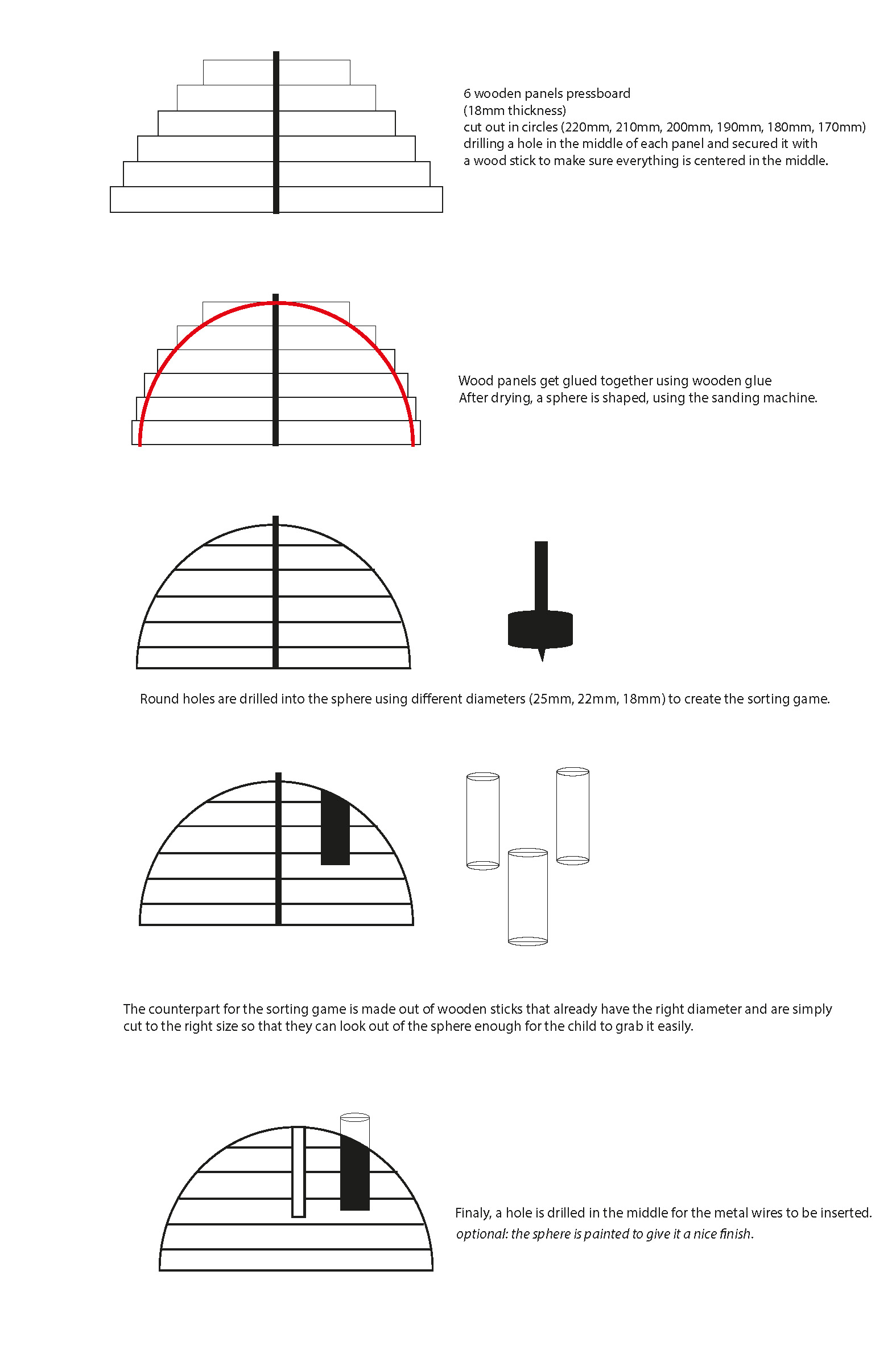 Rocket toy side view with removable stacking elements