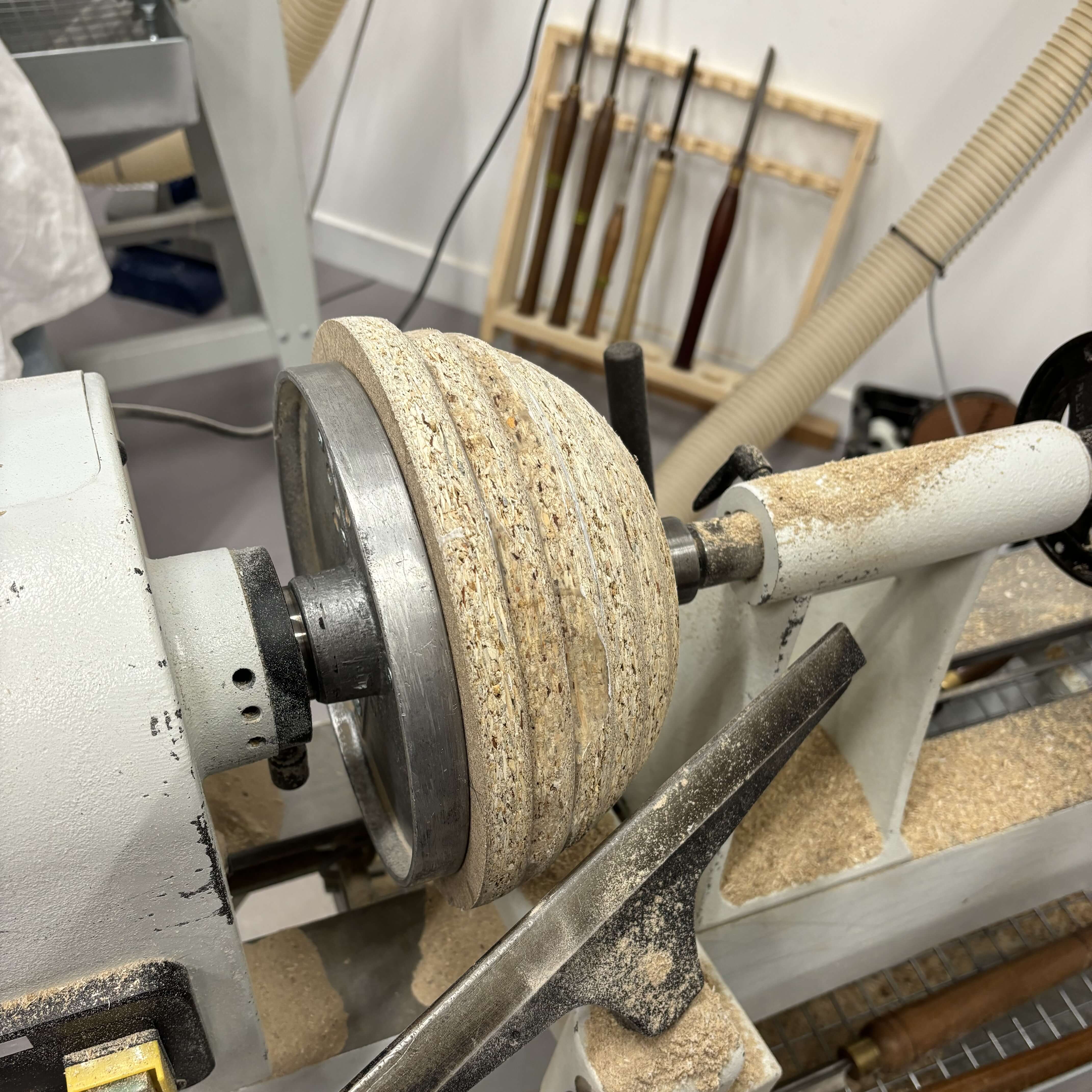 Top-down view of the rocket toy with geometric inserts