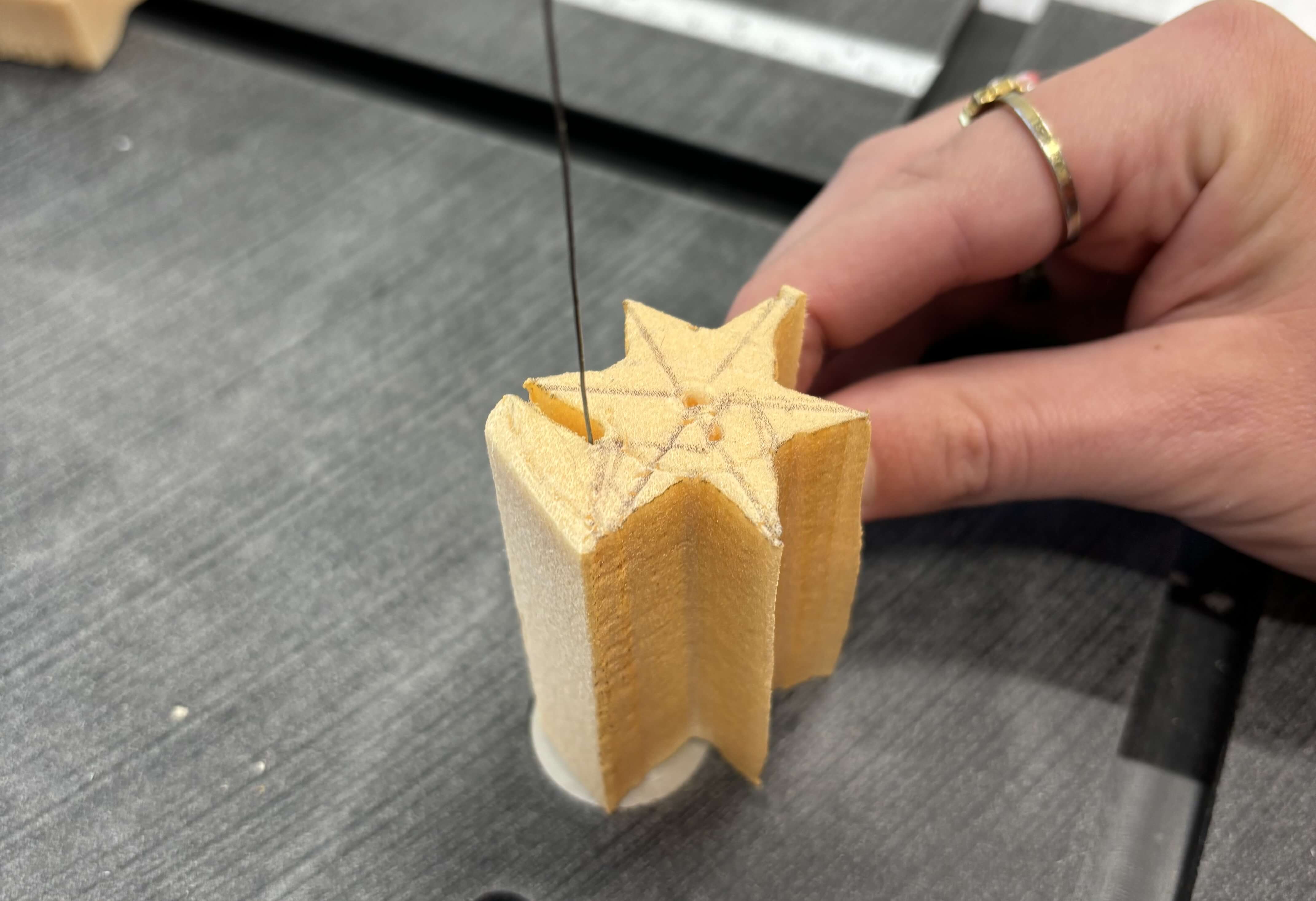 Perspective view of the rocket toy and its play features