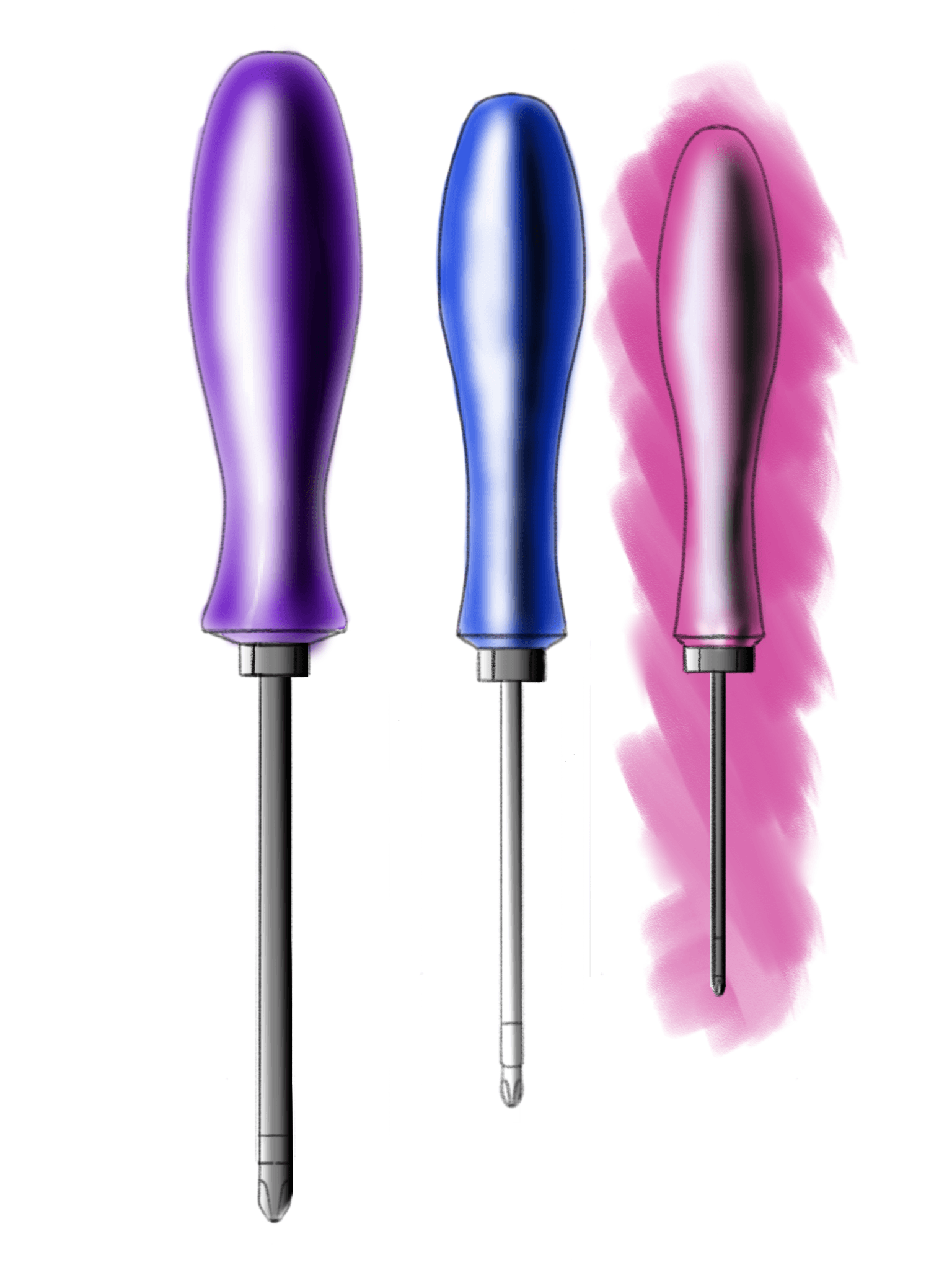 Digital concept drawing with a centered product view