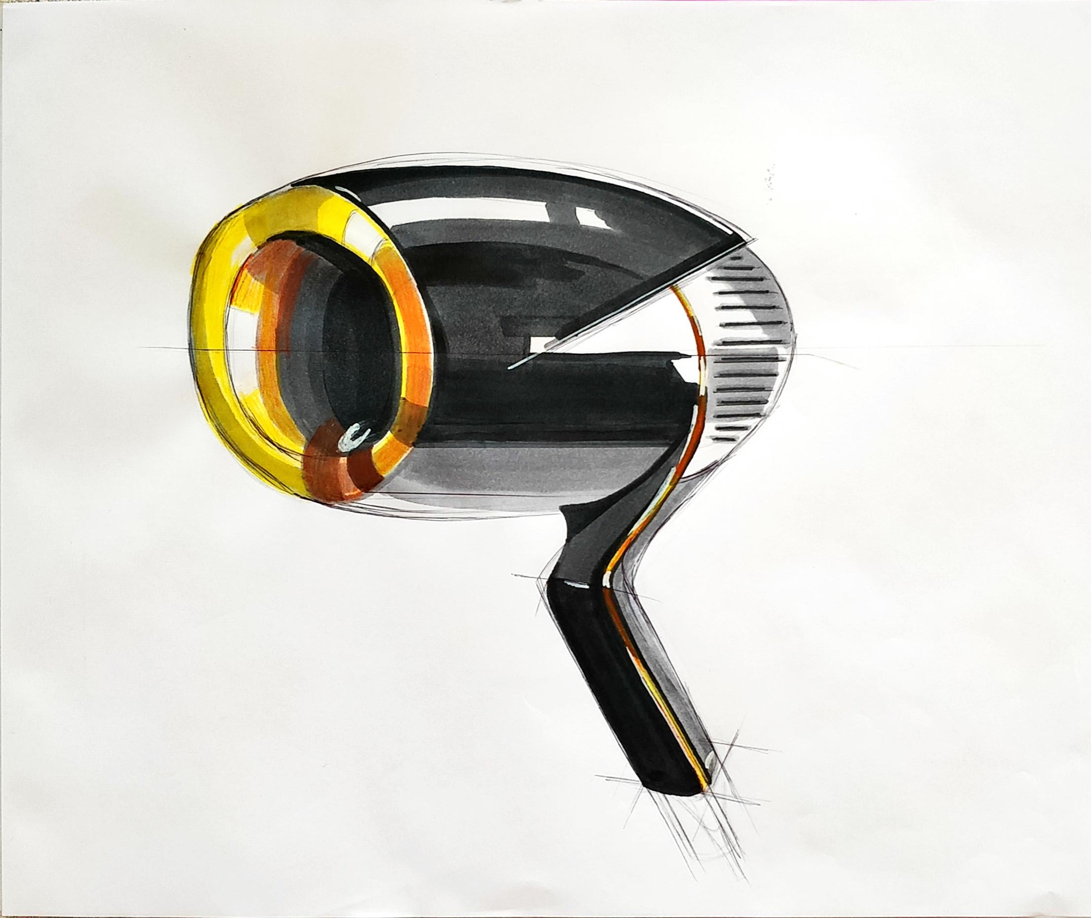 Hand-drawn composition of product sketches and notes