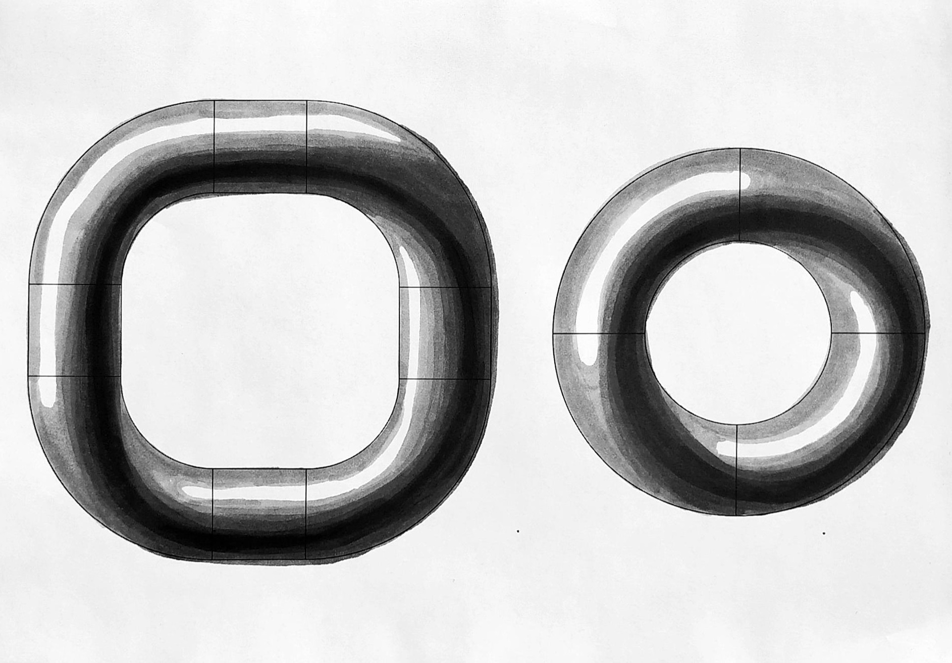 Sketch detail showing form and material notes