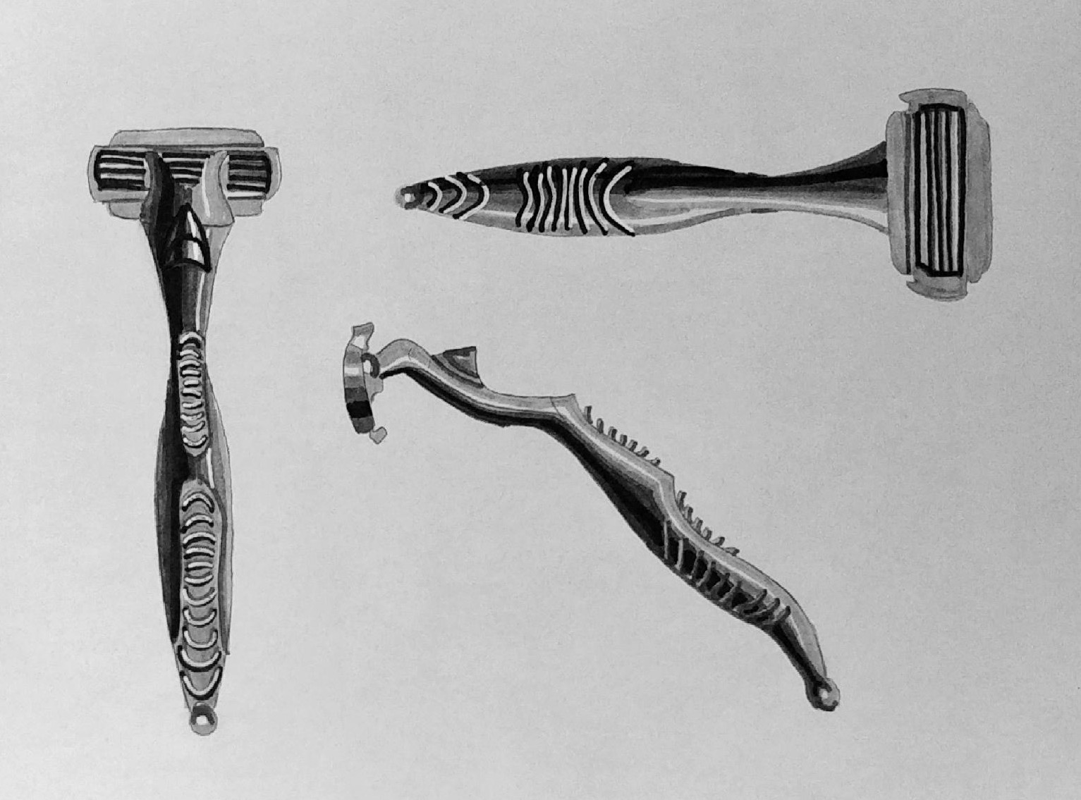 Illustrated object study with pencil and marker